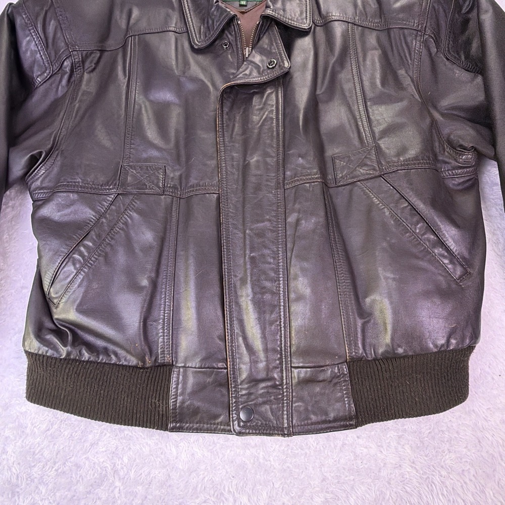 Vintage Hill & Archer Black Bomber Soft Leather Jacket Mens Large (44) Full Zip - Picture 3 of 11